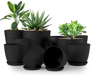 Vaso per Fiori in Plastica con Foro di Drenaggio, Sottovaso Durevole, Leggero, Ecologico, Colore Personalizzabile, Moderno per <span class=keywords><strong>Piante</strong></span> <span class=keywords><strong>da</strong></span> Interno - Product Image 1