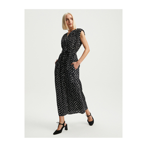 Vestido Maxi de Viscosa BGN con Hombreras y Cintura Fruncida Modelo S23D359 - Product Image 3