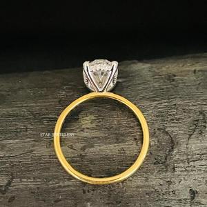 Bague de fiançailles de luxe chrétienne en or massif 14 carats avec diamant ovale CVD de 3 carats certifié IGI et halo caché - Product Image 5