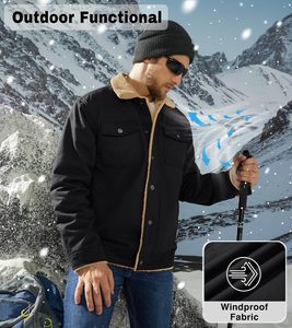 Abrigo de invierno de alta calidad para hombre, chaqueta de carga de trabajo con solapa de camionero con forro polar cálido de algodón grueso, transpirable, de secado rápido, de talla grande - Product Image 4
