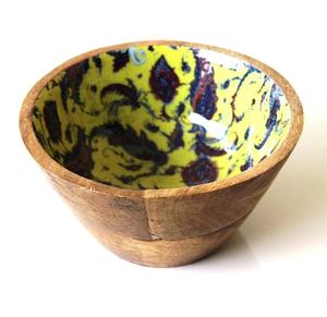 Bol de service en bois imprimé émaillé multicolore Plateau saladier personnalisé le plus vendu - Product Image 5