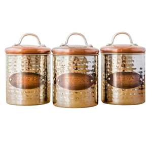 Juego de tres recipientes de almacenamiento de vajilla, encimera de cocina, contenedores decorativos de Metal, juego de recipientes de cocina - Product Image 1