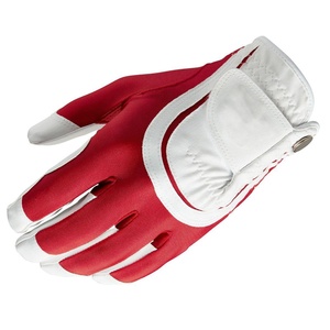 Venta al por mayor de guantes de golf Cabretta de cuero genuino para adultos jóvenes blanco rojo detalles de piel de oveja antideslizante logotipo personalizado uso deportivo - Product Image 2
