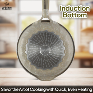 LIFE SMILE Poêle à frire antiadhésive 28cm de luxe en aluminium moulé sous pression multicouche en granit de haute qualité 4.2 litres à fond d'induction - Product Image 2