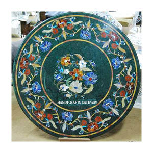 2025 New Arrival Modern Luxury Design Round Shape Green Marble Inlay <b>Work</b> <b>Table</b> Top Elegant Home Decor for Dining Room Furniture - Product Image 1