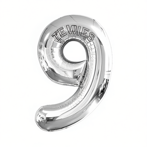 Palloncini Numero Party Love Argento N9 80cm Confezione da 12 pezzi - Product Image 2