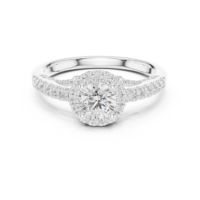 Bagues en or blanc 10 carats en gros, bijoux fins, design rond à taille brillant, pour fiançailles, anniversaire et occasions commémoratives, prêtes à l'emploi