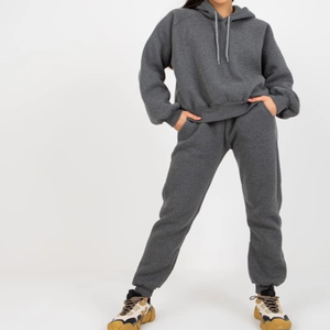 Conjunto Deportivo para Mujer, Color Gris Oscuro, Corte Regular, Peso Medio, Transpirable, Cintura Elástica, Casual, Invierno, Manga Larga - Product Image 1