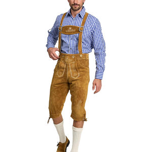 Oktoberfest bávaro hombres tradicional alemán rodillera larga Lederhosen festivales de cuero Real de alta calidad - Product Image 5
