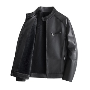 Chaqueta de cuero ajustada a la moda para hombre, abrigos de invierno, abrigo inclinado con cremallera negra, lona para motocicleta, Otoño, viaje diario - Product Image 3
