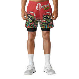 Envío Directo logotipo personalizado gimnasio entrenamiento correr Atlético Mma impermeable hombres compresión 2 en 1 pantalones cortos de playa - Product Image 5