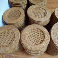 Assiettes, sous-plats et plateaux tissés en rotin naturel et jacinthe d'eau, tapis de tasse à café, faits main, résistants à la chaleur, motif floral classique TUYET DUNG