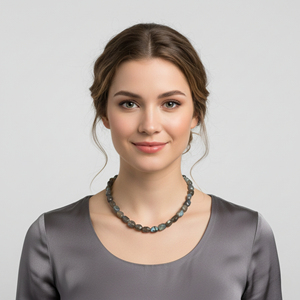 Collar de Labradorita con Corte Escalonado, Forma de Pepitas, Plata de Ley, Chapado en Oro y Rodio, Ajustable, Hecho a Mano, Regalo de Boda - Product Image 6