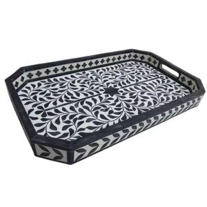 Custom <strong>Inlay</strong> Tray Natural <strong>Bone</strong> Eco-friendly Tray <strong>Indian</strong> Craftsmanship Moroccan Design High-quality Tray Tabletop Decor