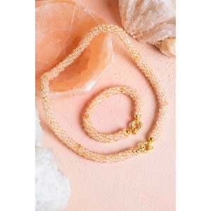 Certified Handmade Knitted <b>Citrine</b> Set with Silver Clasp Necklace 48 cm, <b>Bracelet</b> 19 cm - Product Image 4