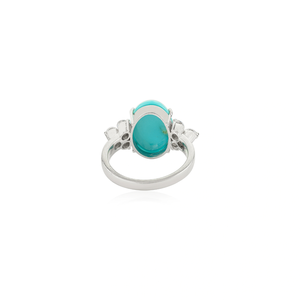 Best Selling Products 100% Natural <b>Turquoise</b> & American Diamond Birthstone <b>Ring</b> Pure 925 Sterling Silver Fine Jewelry For Women - Product Image 5