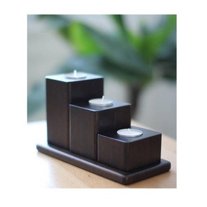 Handcrafted wooden T <b>light</b> holder bringing warm glow with natural grain texture for enhancing cozy home decor tone - Product Image 6