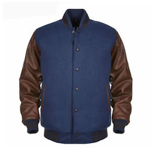 Nouveau design de haute qualité Varsity Letterman Jacket Plus Size Men's Leather Sleeves Fur CollegeBaseballjacket pour hommes - Product Image 2