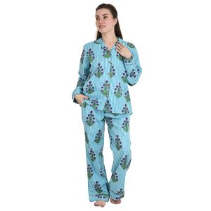 Pure Cotton Ensemble Pyjama Printed Panama Block Spring Nightwear Salon Clothing Nightdress Hand Block Printed Vtements De Nuit - Product Image 3