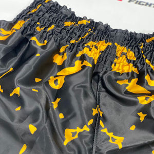 กางเกงมวยไทยแฟร์เท็กซ์รุ่นล่าสุด สีดำเหลือง สำหรับคิกบ็อกซิ่ง  รับสกรีนโลโก้  ชุดกีฬามวยผสม MMA ชุดกีฬาชกมวย - Product Image 6