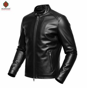 Handmade <b>Synthetic</b> <b>Leather</b> Bomber Jacket | Mandarin Zipper Front Winter Solid Casual Symmetrical Design Slim Fit OEM Service - Product Image 3