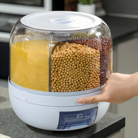 Baril à céréales en riz, un seul bouton pour le stockage des grains, peut être tourné, treillis transparent, baril à riz
