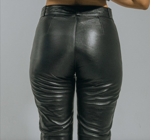 2023 OEM, venta al por mayor, pantalones de cuero genuino para mujer, pantalones transpirables, pantalones de moda a prueba de viento, todos los colores, fabricante de ropa - Product Image 2