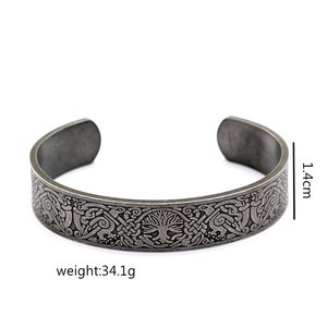 Pulsera de Acero Inoxidable Estilo Nórdico Vintage para Hombre, Brazalete con Diseño Vikingo del Árbol de la Vida, Chapado en Oro, con Perlas, Estilo Religioso, para Regalo - Product Image 5