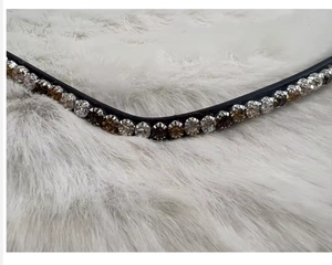 Alta calidad hecho a mano 100% cuero indio genuino caballo ecuestre browbands cristales MH Global Exports marca logotipo personalizado a granel - Product Image 2