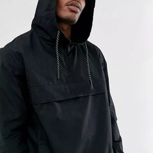 Logo sportif personnalisé coupe-vent plaine hommes veste demi fermeture éclair à capuche pull anorak imperméable coupe-vent pour hommes - Product Image 4