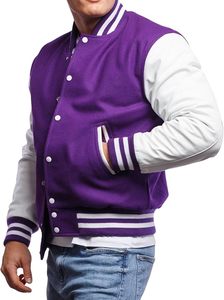 Factory Made Sportswear Jackets College Baseball Style Varsity Jacket Real Leather Sleeves Embroidered Canvas <b>Stand</b> Premium Wool - Product Image 2