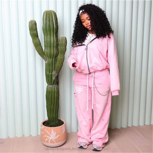 Conjunto de Sudadera con capucha de algodón estampado para hombre, conjunto de sudaderas con capucha y pantalones de chándal lavado ácido personalizado de alta calidad - Product Image 4