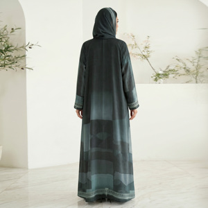 Premium Weightless Solid Kimono Two Piece Set Scarf <b>Long</b> Cardigan Outerwear Muslim Ladies Flowy <b>Dress</b> Plus Size Wedding Abaya - Product Image 2