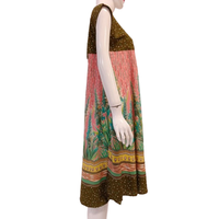 Robe de nuit décontractée pour femme, col carré, imprimé batik, motif pois/floral, sans manches, taille mi-haute, longueur genou, en rayonne