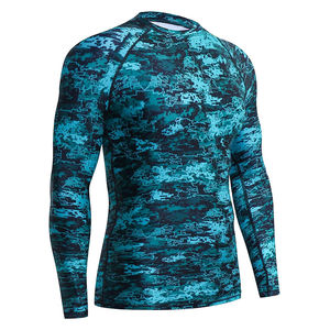 T-shirt de compression Rash Guard grande taille respirant, vêtements de sport lavés, t-shirts de compression de sublimation pour hommes, salle de sport - Product Image 5