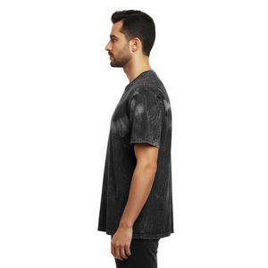 เสื้อยืดคอกลมแขนสั้นผ้าคอตตอนสำหรับผู้ใหญ่สีดำ100% ผ้าคอตตอนออกแบบโลโก้ได้ตามต้องการ - Product Image 3