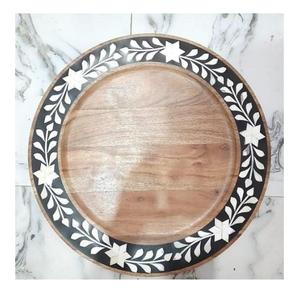 Plateau de service fait main de luxe arabe plateau en bois de créateur en incrustation de nacre pour accessoires de salle de bain cadeau de Ramadan Eid - Product Image 2