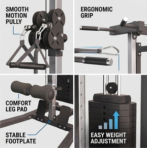 Sistema a Doppia Puleggia Regolabile per Palestra Domestica, Macchina <span class=keywords><strong>Lat</strong></span> Pulldown a <span class=keywords><strong>Parete</strong></span> per Allenamento Fitness e Stazione con Cavi a Carico di Pesi - Product Image 4