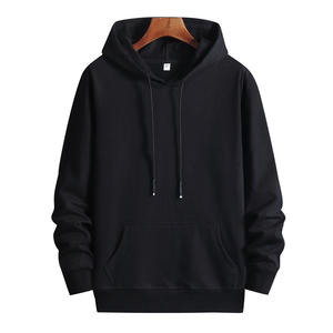 Sweat à capuche oversize pour homme, style décontracté, 100% coton, motif numérique gaufré, motif uni, lavé, style kangourou, teinture unie - Product Image 1