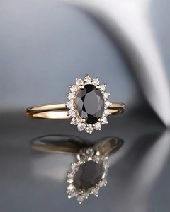 Bague en spinelle noir, argent sterling 925 avec pierres AD blanches, bijoux élégants pour femmes, fournisseur en gros de pierres précieuses - Product Image 1