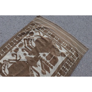 Turkish Vintage Rug 3.9x5.9 ft (120x179 cm), <b>Brown</b> <b>Wool</b> Rug - Product Image 5