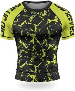 Camisa de compresión BJJ MMA OEM de manga corta Rashguard para hombre con secado rápido transpirable 180g Spandex/tela de poliéster - Product Image 3