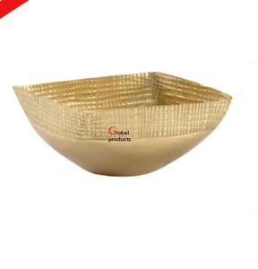 Bol de service de fruits secs en acier inoxydable en métal doré de créateur pour hôtel, restaurant et bar - Product Image 1