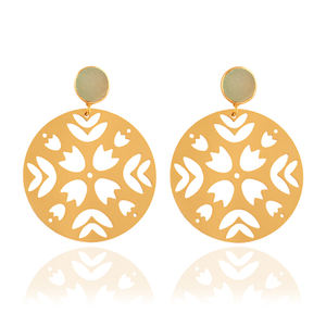 Boucles d'oreilles pendantes découpées plaquées or bohème Mandala Design bijoux de déclaration légers - Product Image 1