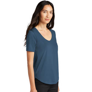 T-shirt pour femme, coupe classique, manches courtes, col rond, élégant, en coton/fibre de bambou, 200g, respirant - Product Image 4