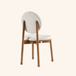 Chaise de salle à manger moderne en teck rembourrée, structure en bois massif, assise en tissu, mobilier de salle à manger pour restaurant, café et maison - Product Image 2