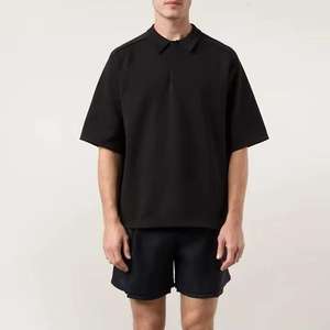 Camiseta personalizada con corte de caja en blanco para hombre 250 300 Gsm Heavyweight 100% Camiseta de algodón Oversize Drop Shoulder Boxy Fit Crop T-shirt Hombres - Product Image 4