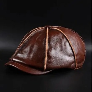 Livraison gratuite 2017 hiver et printemps hommes/femmes flambant neuf en cuir véritable noir/Brwon Cowboy casquettes qualité chapeau en peau de vache - Product Image 1