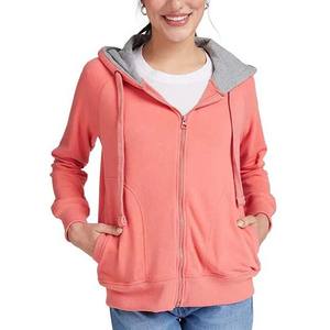 Offre Spéciale femmes automne hiver sport à capuche nouvelle mode Style décontracté couleur unie fermeture éclair surdimensionné coton plaine à capuche veste - Product Image 1