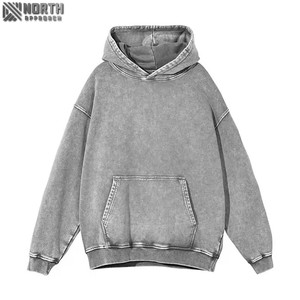 Sweat à capuche délavé à l'acide avec logo personnalisé sweat-shirt pull-over pour hommes sweat-shirt à capuche unisexe surdimensionné de haute qualité à capuche 450 gsm - Product Image 5